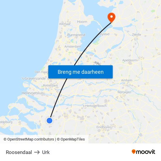 Roosendaal to Urk map