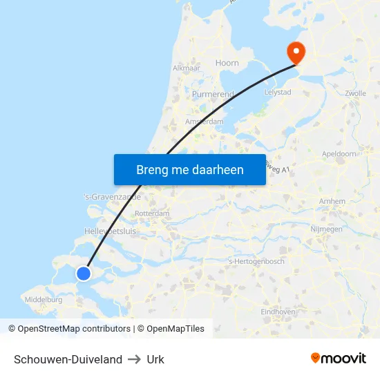 Schouwen-Duiveland to Urk map