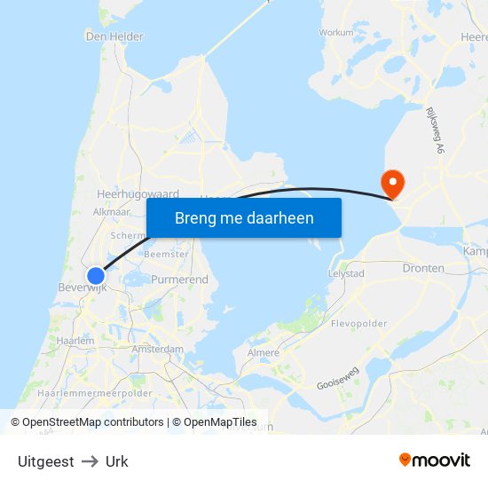 Uitgeest to Urk map