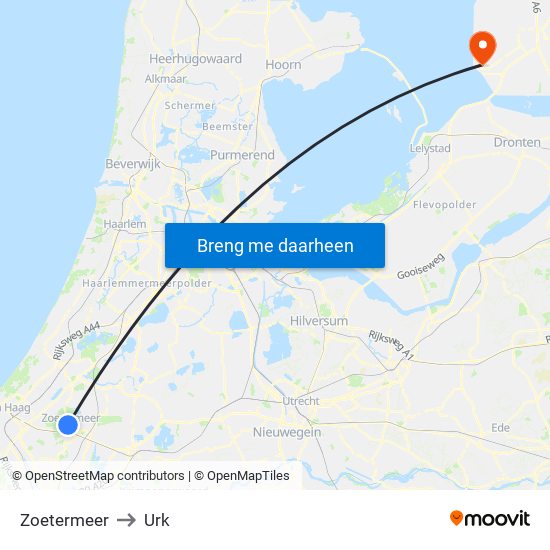 Zoetermeer to Urk map