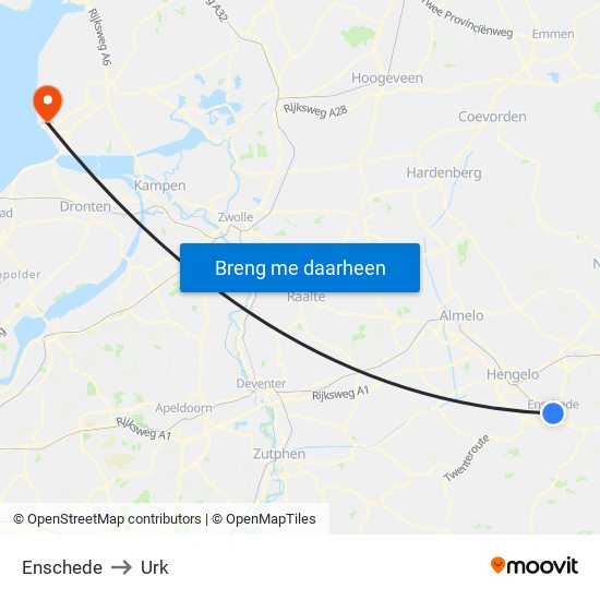 Enschede to Urk map