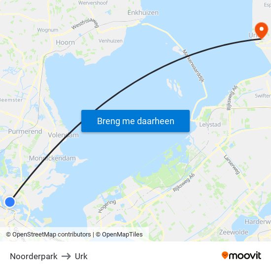 Noorderpark to Urk map