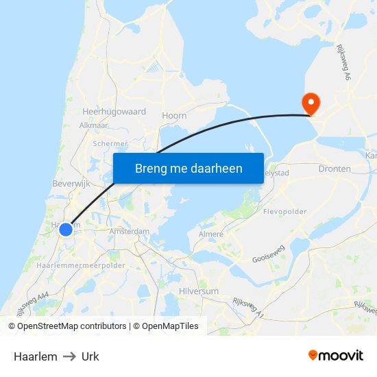 Haarlem to Urk map