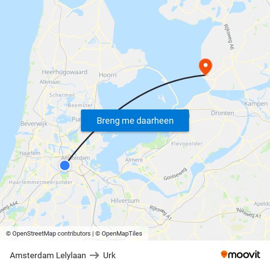 Amsterdam Lelylaan to Urk map