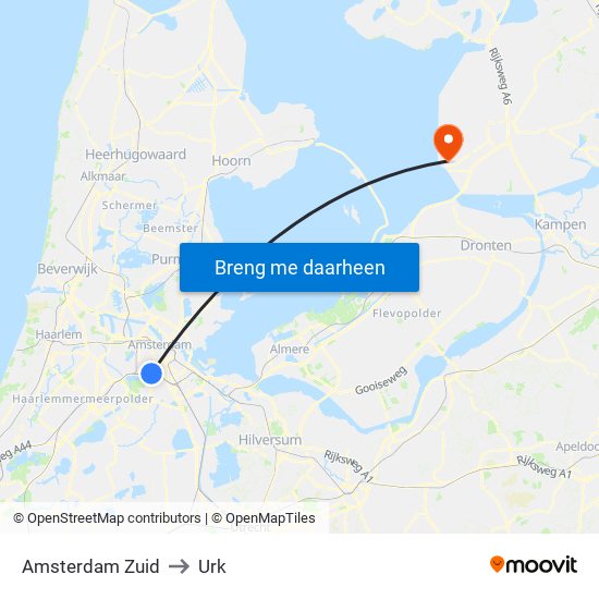 Amsterdam Zuid to Urk map
