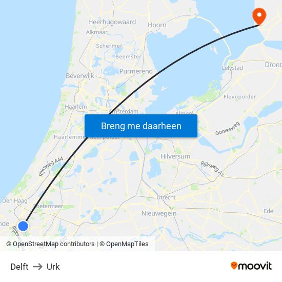 Delft to Urk map