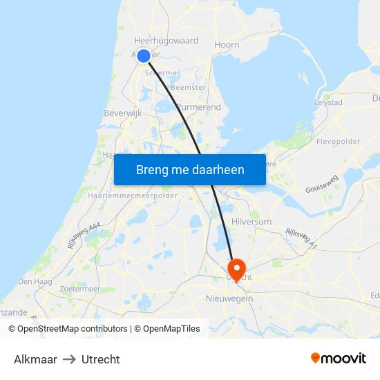 Alkmaar to Utrecht map