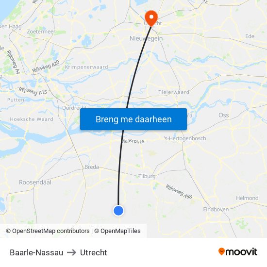 Baarle-Nassau to Utrecht map