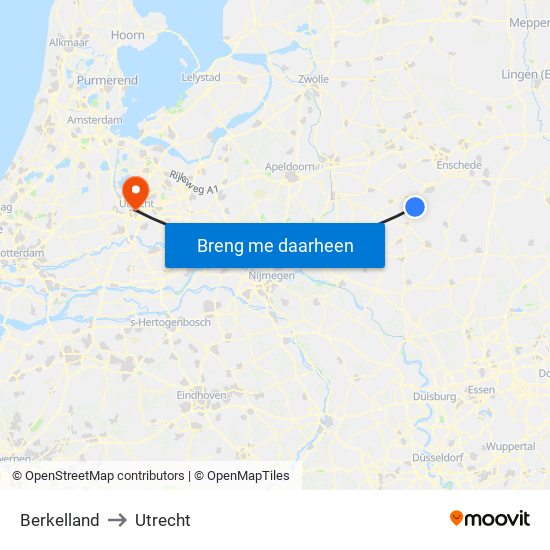Berkelland to Utrecht map