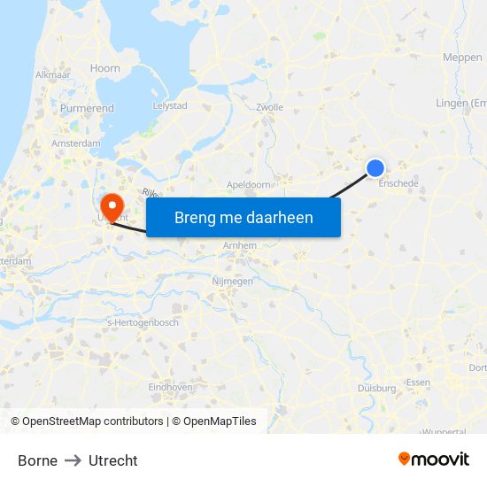 Borne to Utrecht map