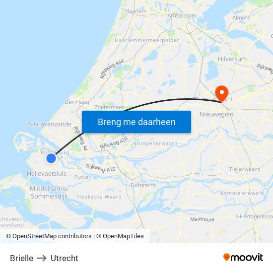Brielle to Utrecht map