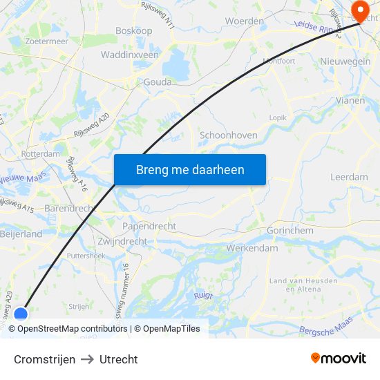 Cromstrijen to Utrecht map