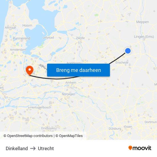 Dinkelland to Utrecht map