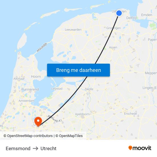 Eemsmond to Utrecht map