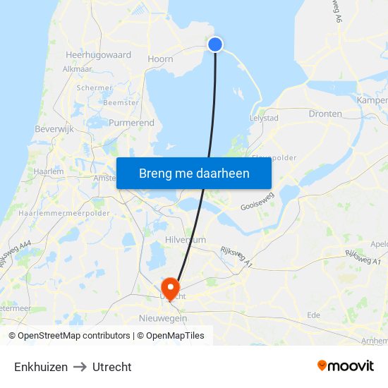 Enkhuizen to Utrecht map