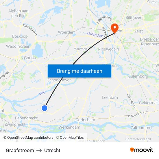 Graafstroom to Utrecht map