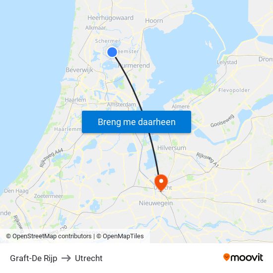 Graft-De Rijp to Utrecht map