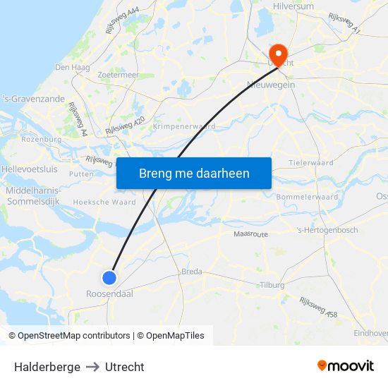 Halderberge to Utrecht map