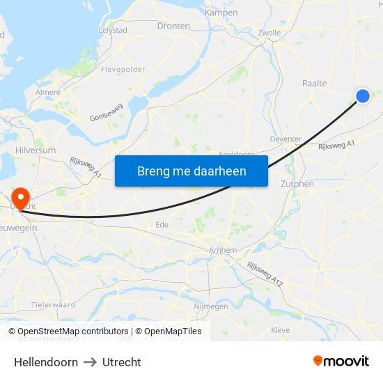 Hellendoorn to Utrecht map
