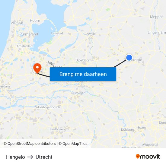 Hengelo to Utrecht map
