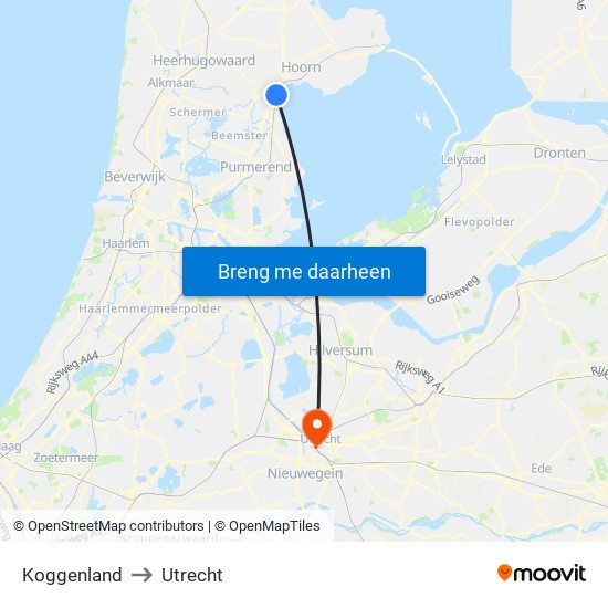 Koggenland to Utrecht map