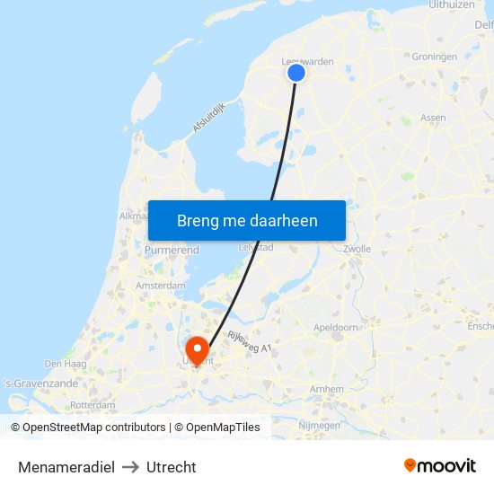 Menameradiel to Utrecht map