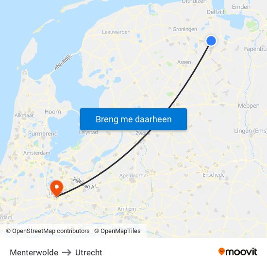 Menterwolde to Utrecht map