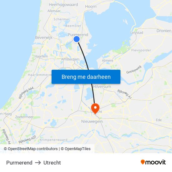 Purmerend to Utrecht map