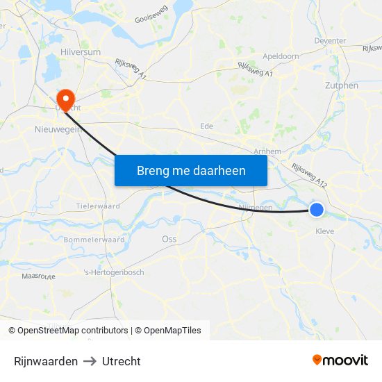 Rijnwaarden to Utrecht map