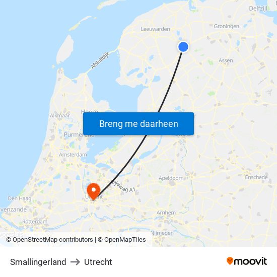 Smallingerland to Utrecht map