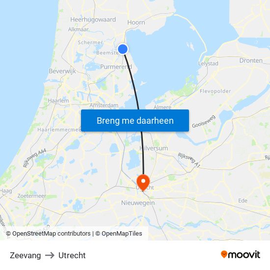 Zeevang to Utrecht map