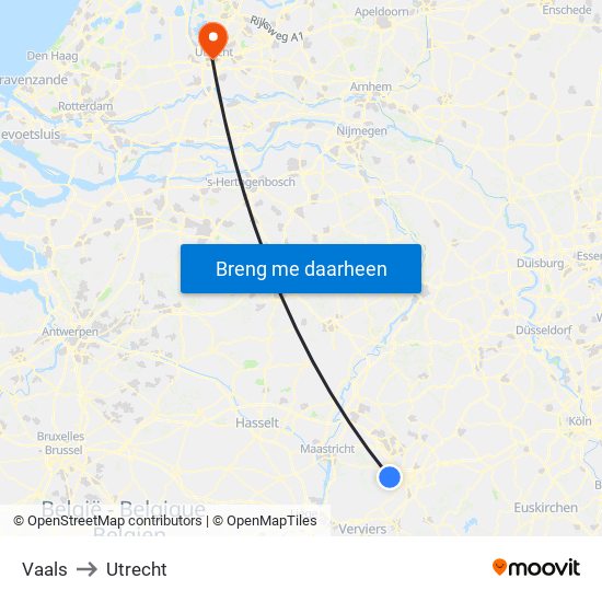 Vaals to Utrecht map