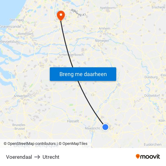 Voerendaal to Utrecht map