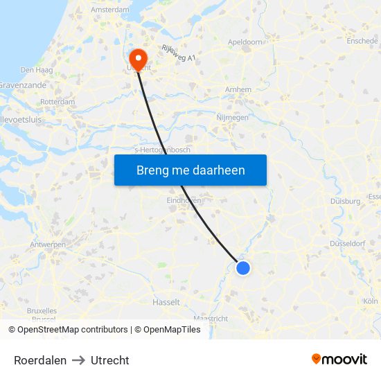 Roerdalen to Utrecht map