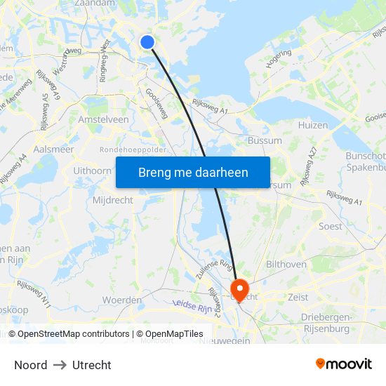 Noord to Utrecht map