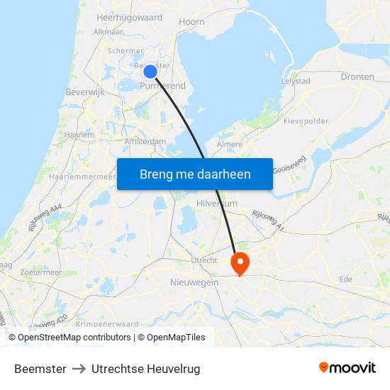 Beemster to Utrechtse Heuvelrug map