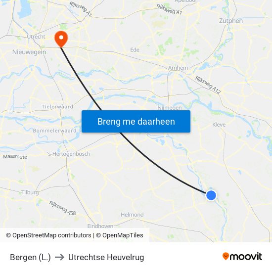 Bergen (L.) to Utrechtse Heuvelrug map