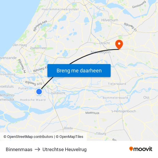 Binnenmaas to Utrechtse Heuvelrug map