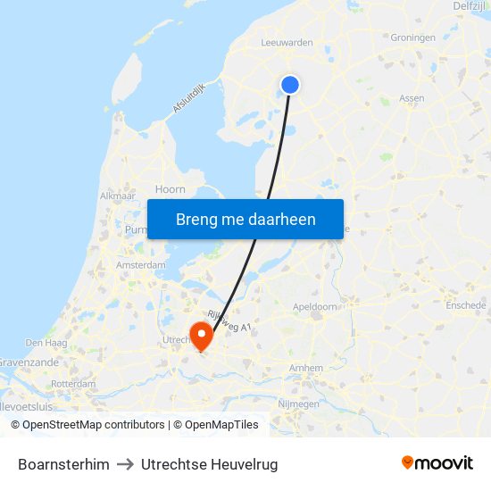 Boarnsterhim to Utrechtse Heuvelrug map
