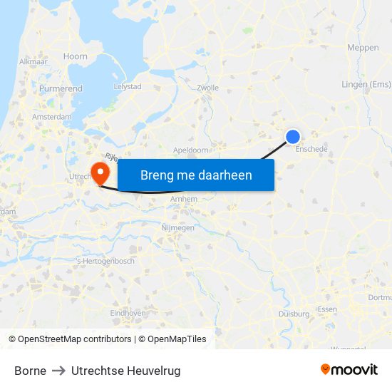 Borne to Utrechtse Heuvelrug map