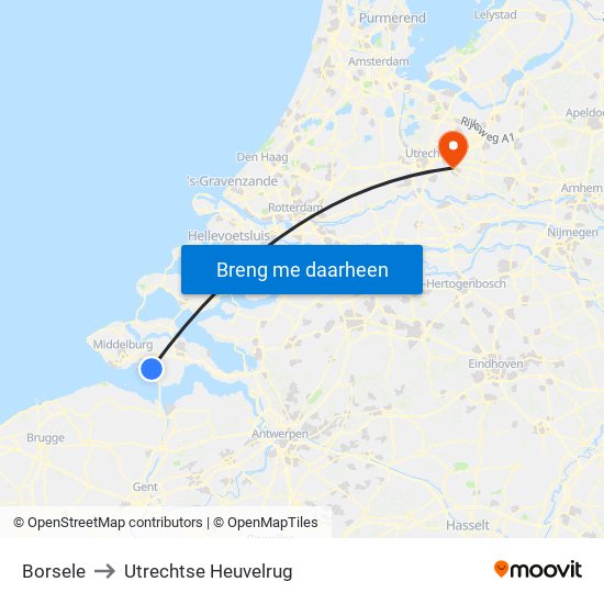 Borsele to Utrechtse Heuvelrug map