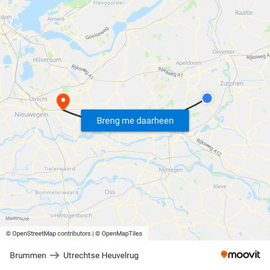 Brummen to Utrechtse Heuvelrug map
