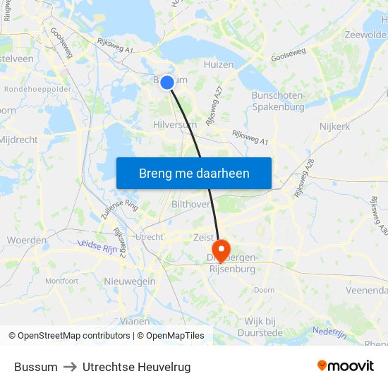 Bussum to Utrechtse Heuvelrug map