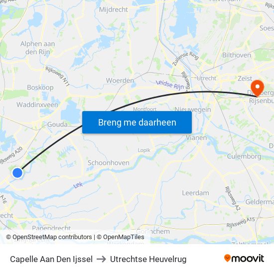 Capelle Aan Den Ijssel to Utrechtse Heuvelrug map