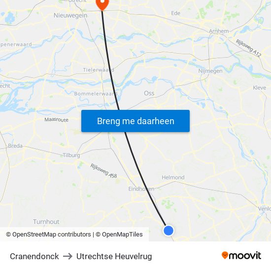 Cranendonck to Utrechtse Heuvelrug map