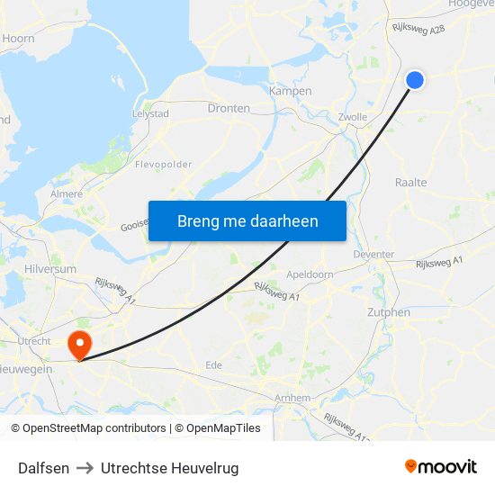 Dalfsen to Utrechtse Heuvelrug map