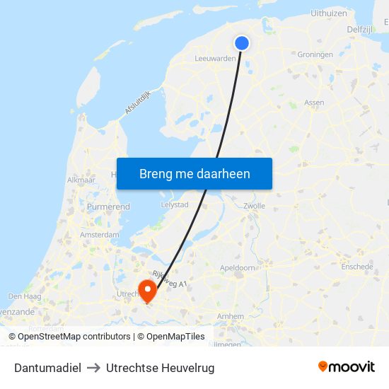 Dantumadiel to Utrechtse Heuvelrug map