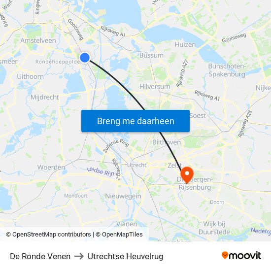 De Ronde Venen to Utrechtse Heuvelrug map