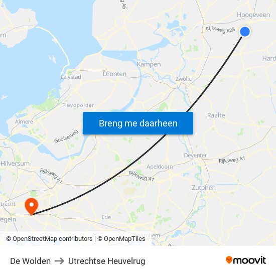 De Wolden to Utrechtse Heuvelrug map