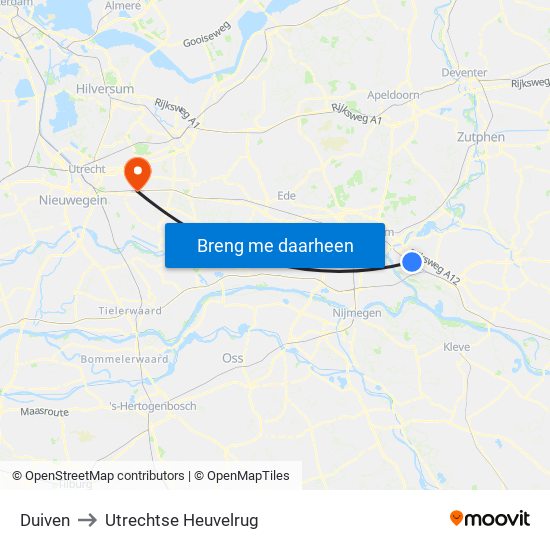 Duiven to Utrechtse Heuvelrug map